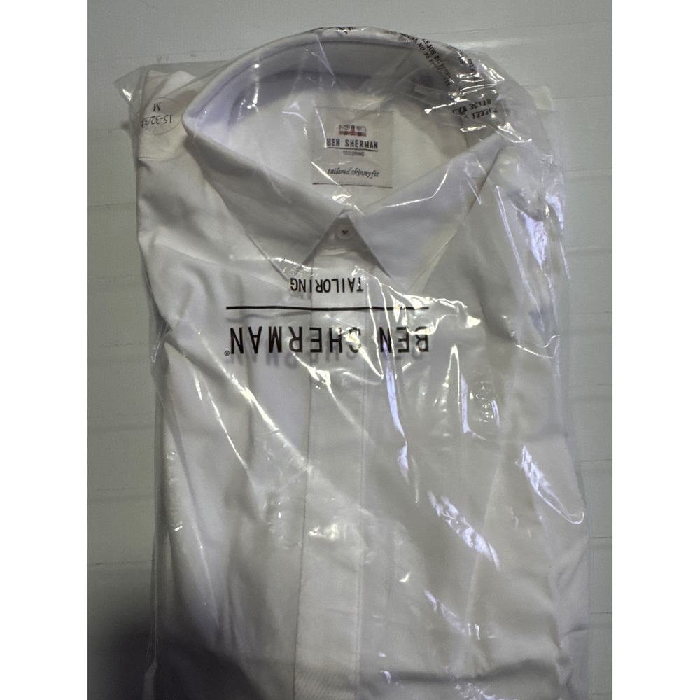 Ben Sherman Tailoring Mens Dress Shirt White‎ Tailored Skinny Fit 15 32/33 M NEW